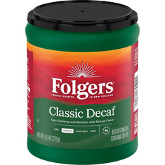 Folgers Decaf Coffee, Ground Coffee, Classic Medium Roast, 9.6 Ounce Canister