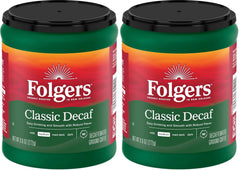 Folgers Decaf Coffee, Ground Coffee, Classic Medium Roast, 9.6 Ounce Canister (Pack of 2)