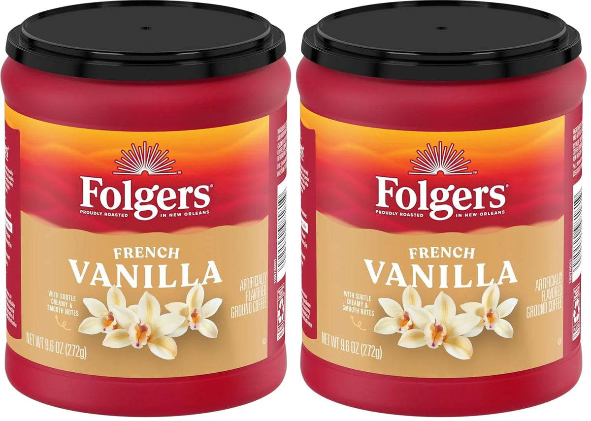 Folgers French Vanilla Flavored Ground Coffee, 9.6 Ounce (Pack of 2)